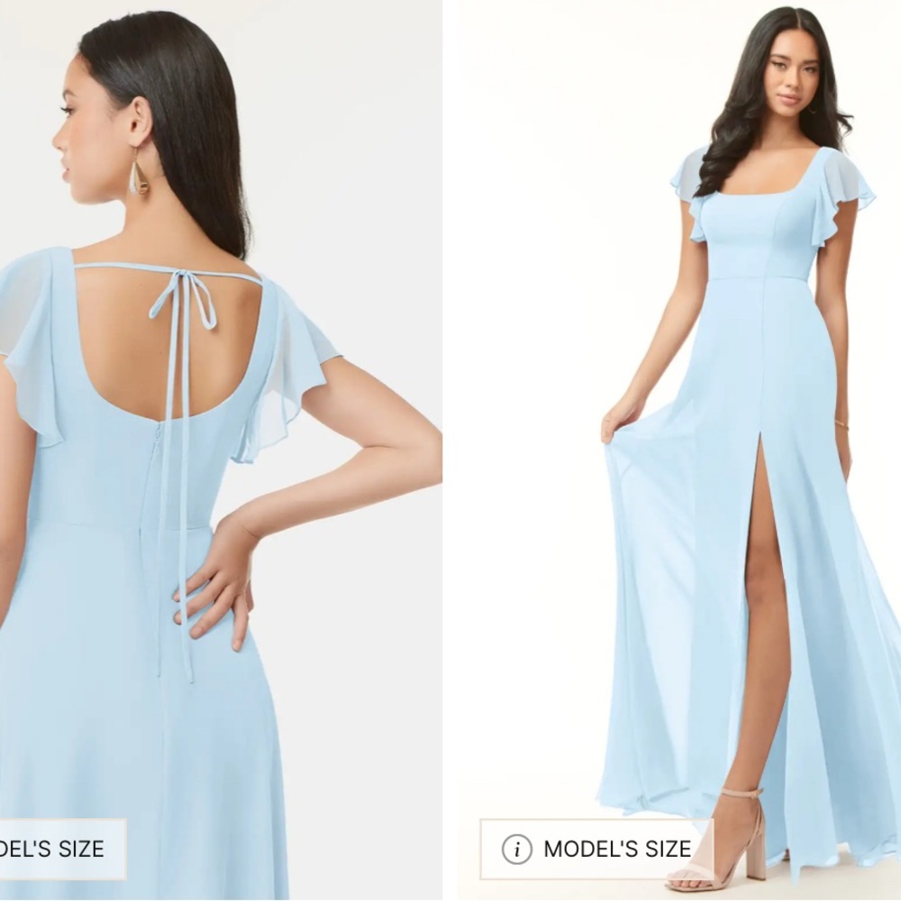 Azazie Sky Blue Bondi Bridesmaid Dress with Front Slit